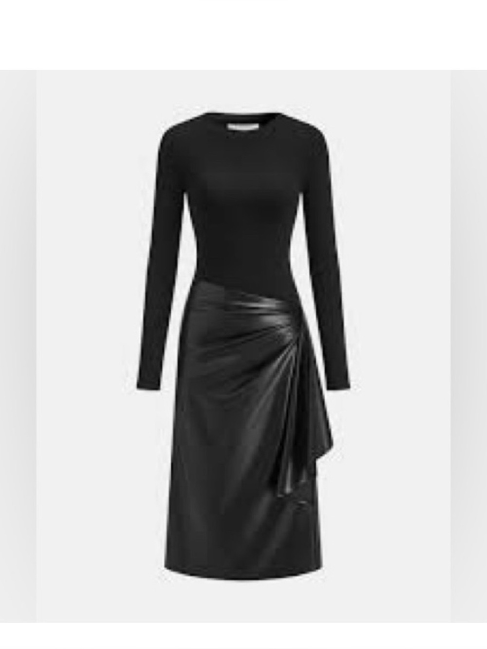 Commense Black Dress with Leather Skirt